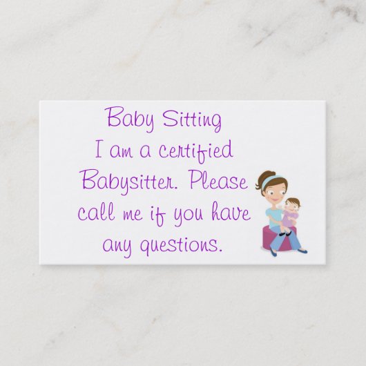 Carte De Visite babysitter (Devant)