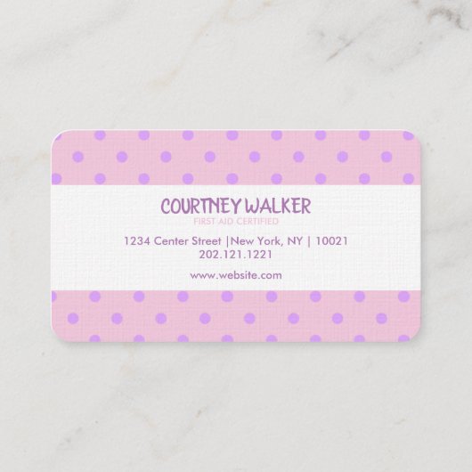 Carte De Visite Babysitter (Dos)