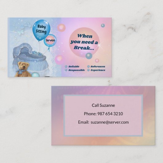 Carte De Visite Babysitter (Devant / Derrière)