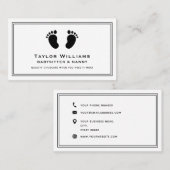 Carte De Visite Babysitter Babysitting Nanny Pieds Noir Blanc (Devant / Derrière)