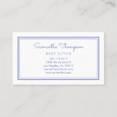 Carte De Visite Babysitter, Childcare, garde, lapin mignon de (Dos)