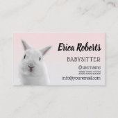Carte De Visite Babysitter Cute Bunny Lapin Babysitting Garde d'en (Devant)