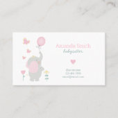 Carte De Visite Babysitter Cute Elephant Babysitting Service (Devant)