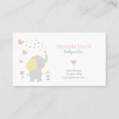 Carte De Visite Babysitter Cute Elephant Babysitting Service (Devant)