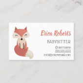 Carte De Visite Babysitter Cute Little Fox Babysitting Service (Devant)