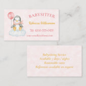 Carte De Visite Babysitter Cute Penguin (Devant / Derrière)