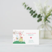 Carte De Visite Babysitter Cute Rabbit Service de garde d'enfants (Debout devant)
