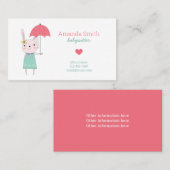 Carte De Visite Babysitter Cute Rabbit Service de garde d'enfants (Devant / Derrière)