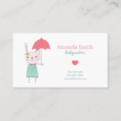 Carte De Visite Babysitter Cute Rabbit Service de garde d'enfants (Devant)