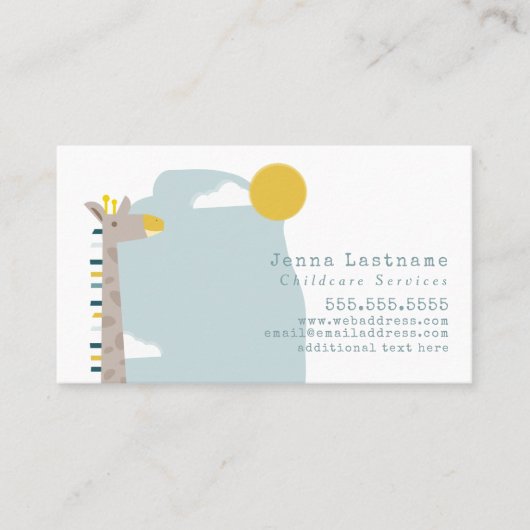 Carte De Visite Babysitter Giraffe Nanny (Devant)