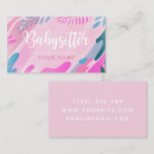 Carte De Visite Babysitter Jolie Calligraphie Moderne Feuille de v (Devant / Derrière)