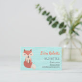 Carte De Visite Babysitter mignonne Woodland Fox Babysitting Garde (Debout devant)