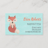 Carte De Visite Babysitter mignonne Woodland Fox Babysitting Garde (Devant)