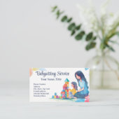 Carte De Visite Babysitter Nanny Garde d'enfants Blocs d'aquarelle (Debout devant)
