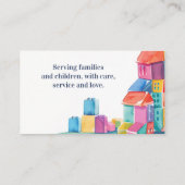 Carte De Visite Babysitter Nanny Garde d'enfants Blocs d'aquarelle (Dos)