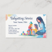 Carte De Visite Babysitter Nanny Garde d'enfants Blocs d'aquarelle (Devant)