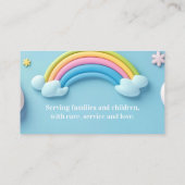 Carte De Visite Babysitter Nanny Garde d'enfants Joyeux nuages (Dos)