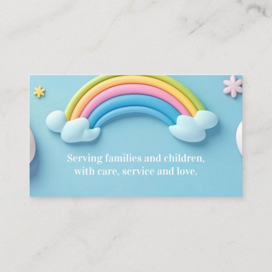 Carte De Visite Babysitter Nanny Garde d'enfants Joyeux nuages (Dos)