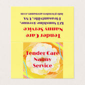 Carte De Visite Babysitter Nanny Moderne Jaune & Rose blanche (Extérieur déplié)