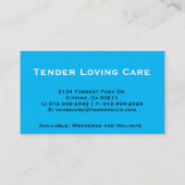 Carte De Visite Babysitter ou garderie professionnelle (Dos)