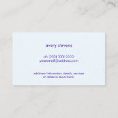 Carte De Visite Babysitter ou nounou, mignonne, Turquoise, Bleu (Dos)