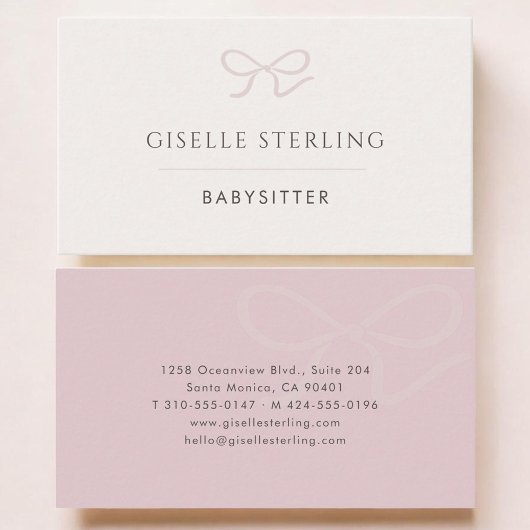 Carte De Visite Babysitter Pink Bow