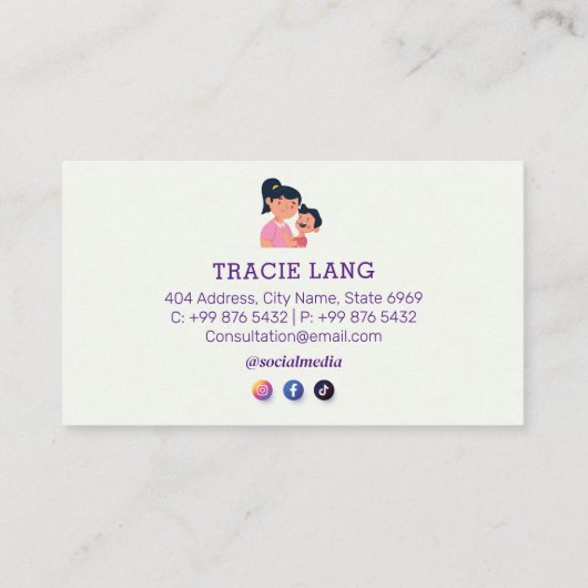 Carte De Visite Babysitter Professionnel | Cute arc-en-ciel (Dos)