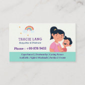 Carte De Visite Babysitter Professionnel | Cute arc-en-ciel (Devant)