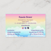 Carte De Visite Babysitter Professionnel | Cute arc-en-ciel (Dos)