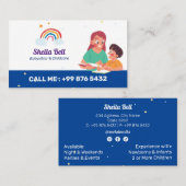 Carte De Visite Babysitter Professionnel | Cute arc-en-ciel (Devant / Derrière)