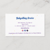 Carte De Visite Babysitter Professionnel | Garde d'enfants (Dos)