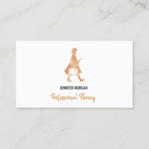 Carte De Visite Babysitter rose de silhouette d'or de bonne