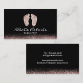 Carte De Visite Babysitter Rose Gold Parties scintillant Pieds Nan (Devant / Derrière)