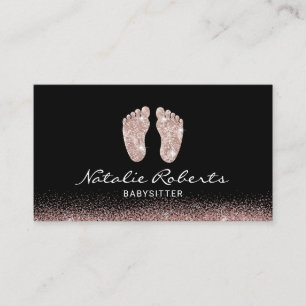 Carte De Visite Babysitter Rose Gold Parties scintillant Pieds Nan