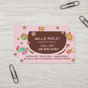 Carte De Visite Babysitter   stickers chocolat mignon