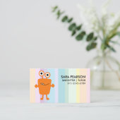 Carte De Visite Babysitter Tutor Child Care Orange Monster Alien B (Debout devant)