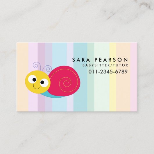 Carte De Visite Babysitter Tutor Garde d'enfants mignon escargot (Devant)