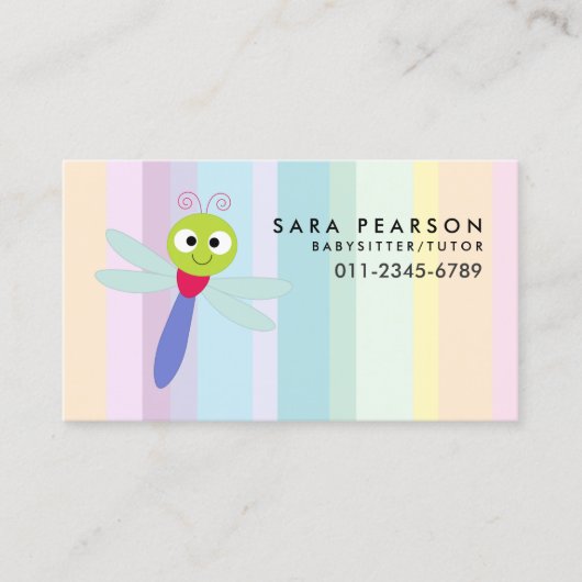 Carte De Visite Babysitter Tutor Garde d'enfants mignonne libellul (Devant)