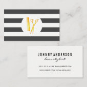 Carte De Visite Bac à ciseaux dorés Motif à bande chic (Devant / Derrière)