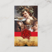 CARTE DE VISITE BACCHUS, RAISINS, PARCHEMENT DE CIEL ROUGE DE VIN (Dos)