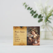 CARTE DE VISITE BACCHUS, RAISINS, PARCHEMENT DE CIEL ROUGE DE VIN  (Debout devant)