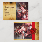 CARTE DE VISITE BACCHUS, RAISINS, PARCHEMENT DE SCEAUX DE CIRE ROU (Devant / Derrière)