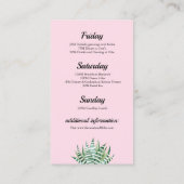 Carte De Visite Bachelorette Itinéraire du désert de Cactus Inclur (Dos)