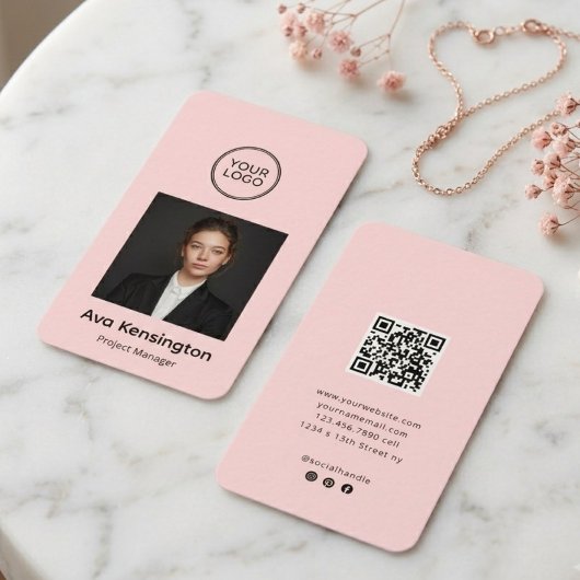 Carte De Visite Badge d'identité employé moderne avec code QR | Pe
