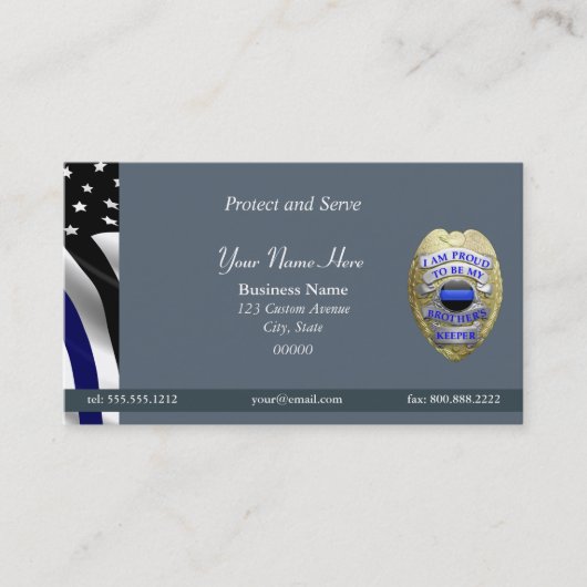 Carte De Visite Badge Thin Blue Line Brother's Keeper (Devant)