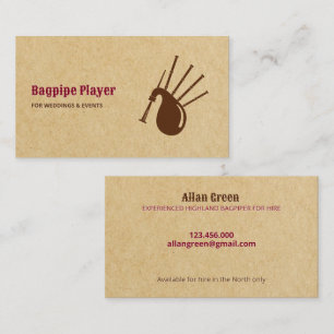 Carte De Visite Bagpipers pour la location de Piper