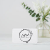 Carte De Visite Bague d'argent Faux élégant avec Monogramme chic (Debout devant)