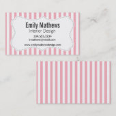 Carte De Visite Baguette rose de la gomme à bulles; rayures (Devant / Derrière)