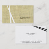 Carte De Visite Baguettes Burlap Texture Variation (Devant / Derrière)