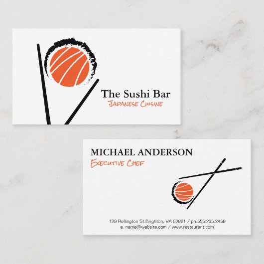 Carte De Visite Baguettes | Sushi Roll (Devant / Derrière)
